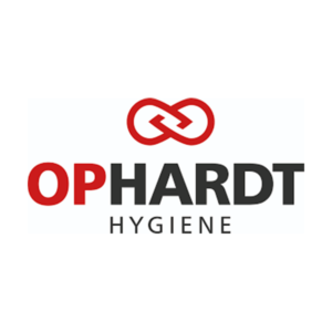 schwarz-rotes Logo der OPHARDT HYGIENE-Technik